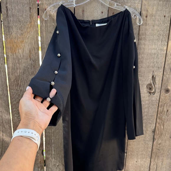 Badgley Mischka Black Dress with Pearl Details - Picture 1 of 9